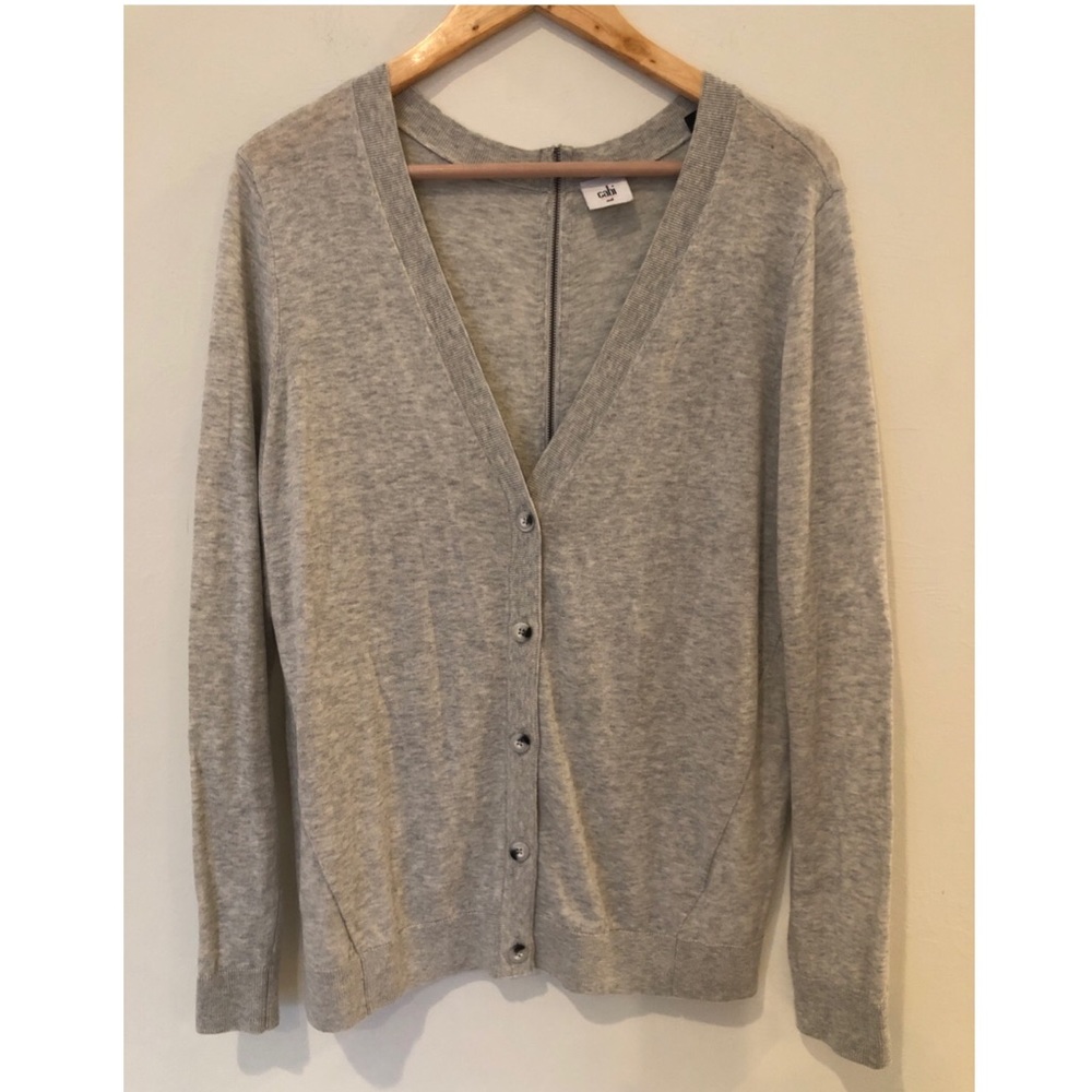 Cabi 5014 Gray Cobblestone Zip Back Cardigan MD